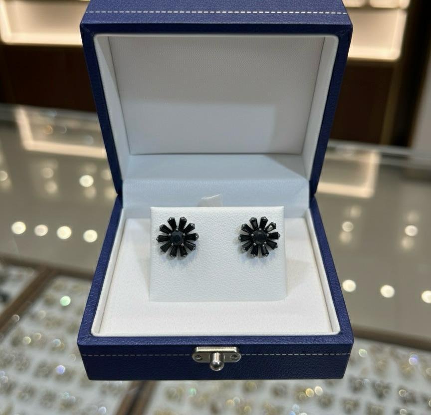 Black Stone American Diamond Designer Earrings