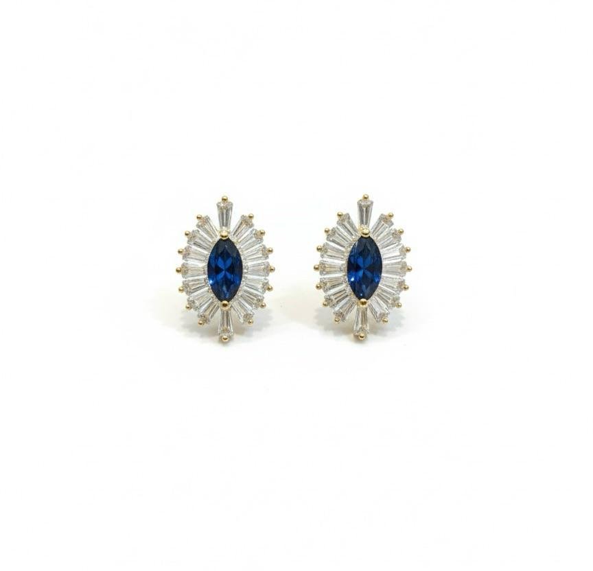 Azure Spark American Diamond Gold-Plated Earrings