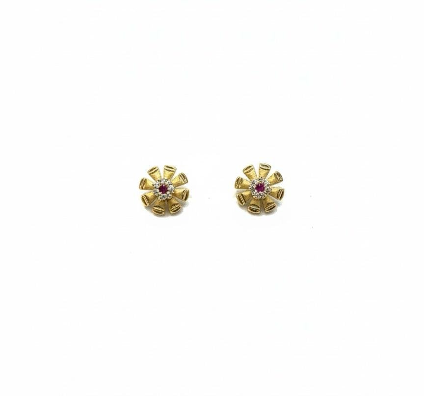 Meena Color American Diamond Gold Plated Stud Earrings – Designer AD Tops