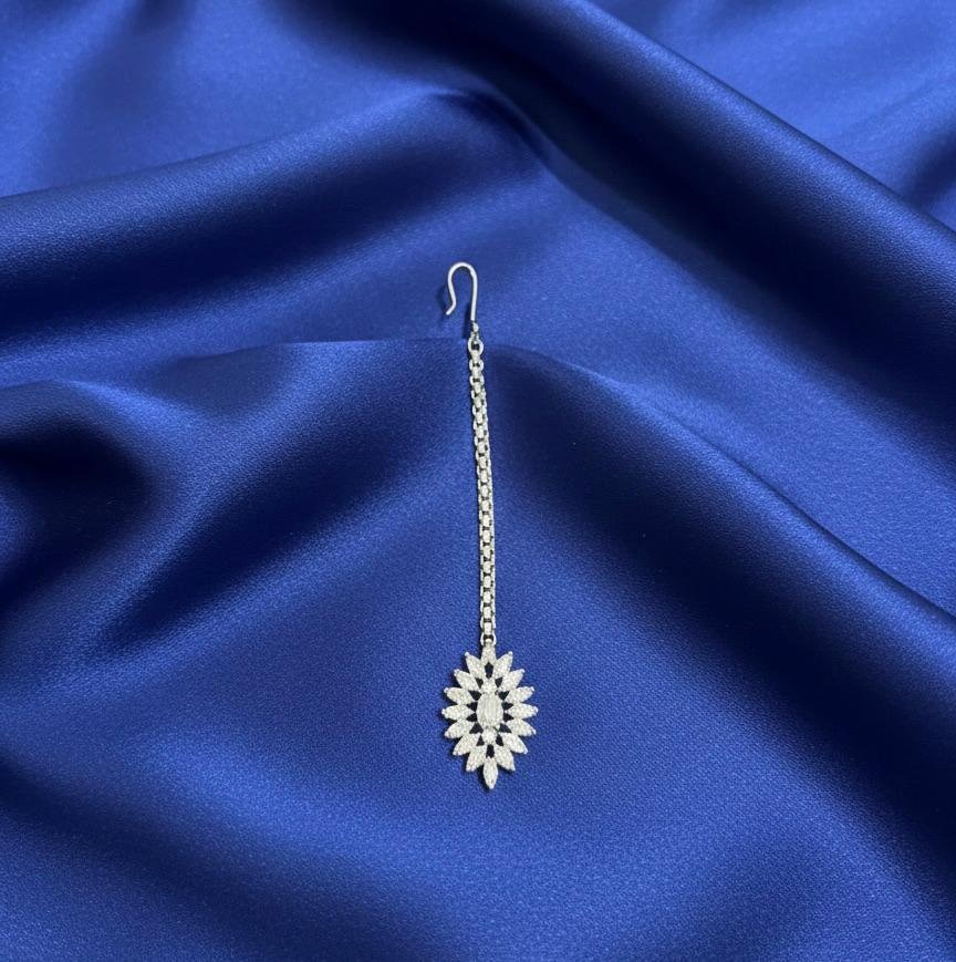 Elegant AD Stone Silver Plated Maang Tikka