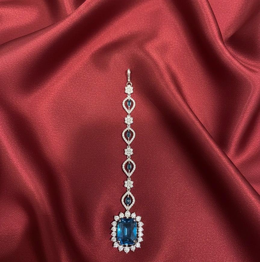 Radiant AD Stone Silver Polish Maang Tikka