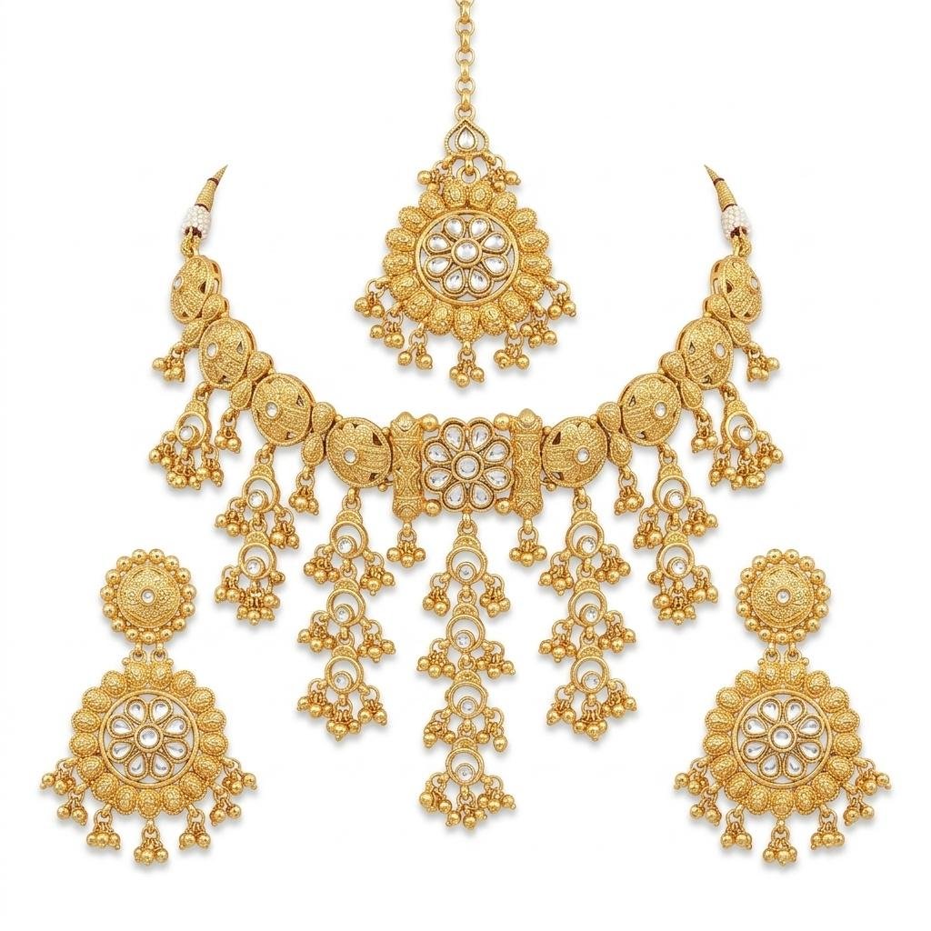 South Indian Gold Plated Neck Jewellery Set