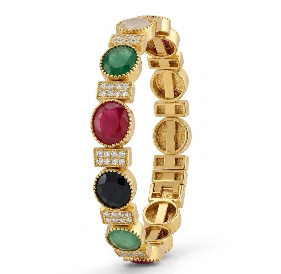 Anti-Tarnish Gold Polish Multi-Color Square Stone Bracelet