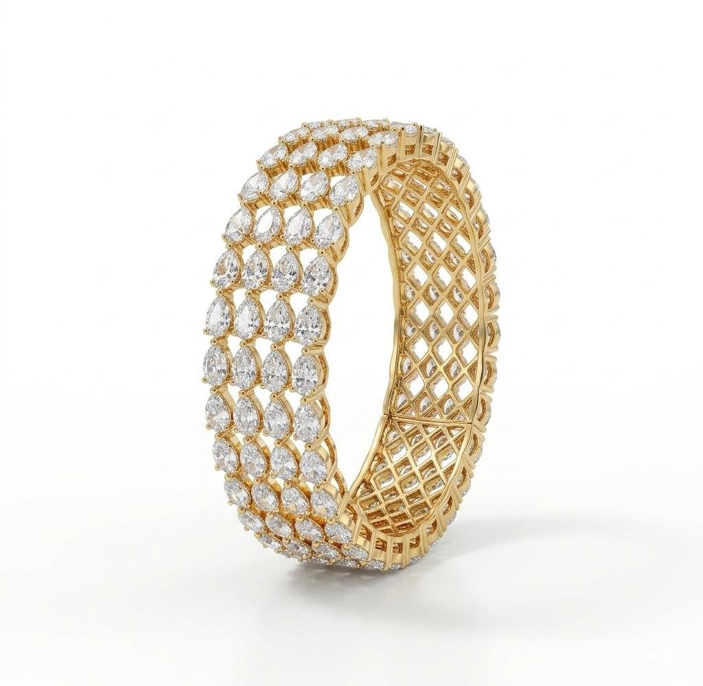 Anti-Tarnish Gold Polish White Transparent Round Stone Bracelet
