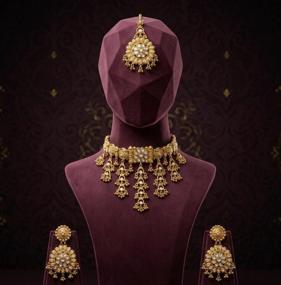 South Indian Gold Plated Neck Jewellery Set