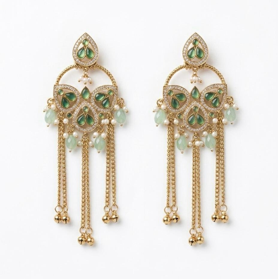 Anti-Tarnish Gold Polish Mint Green Floral Earrings