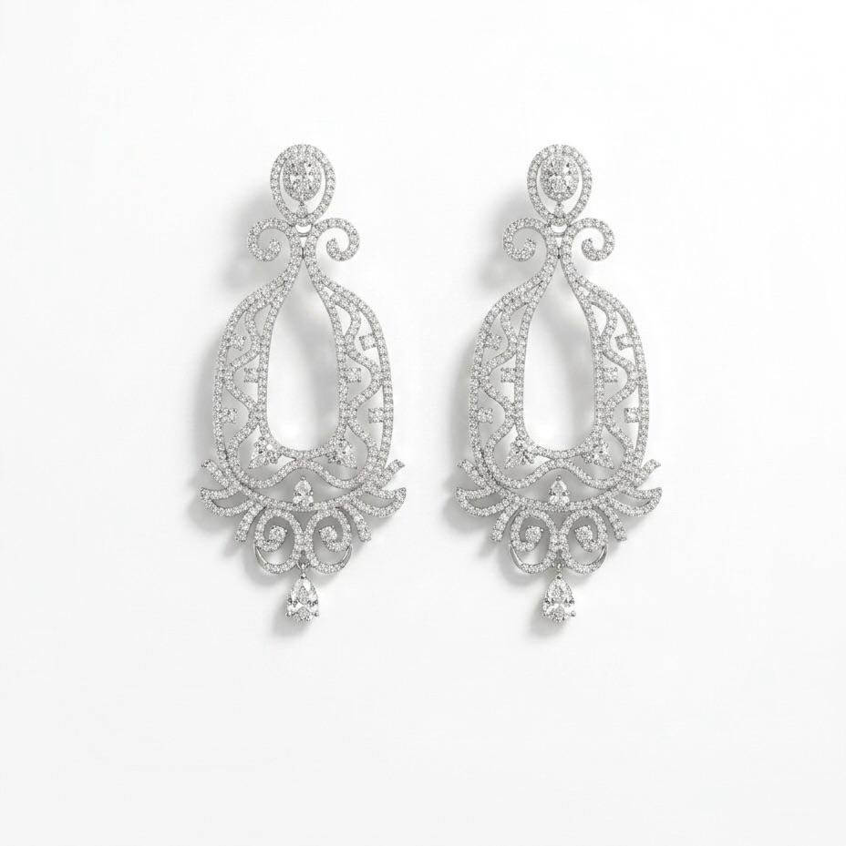 Anti-Tarnish Silver Polish White Zircon Earrings