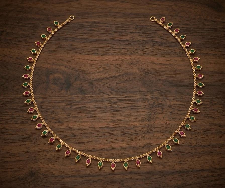 Golden Polish Reverse AD Ruby & Emerald Stone Kamarband