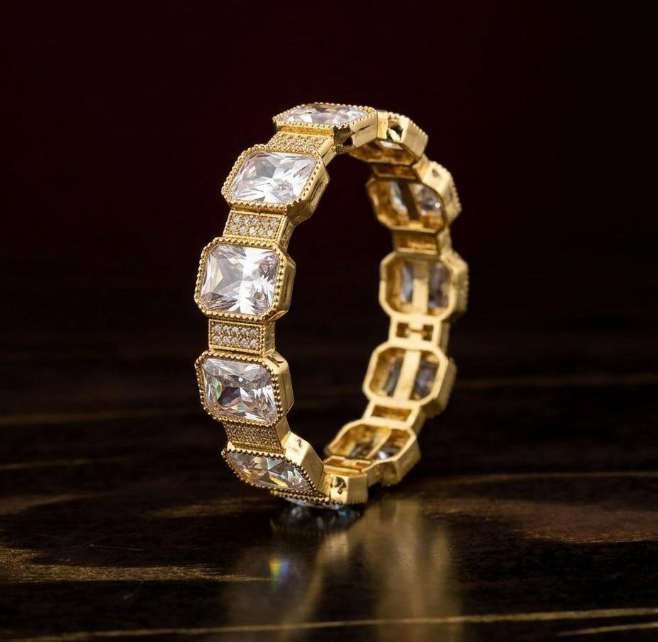 Anti-Tarnish Gold Polish White Stone Bracelet