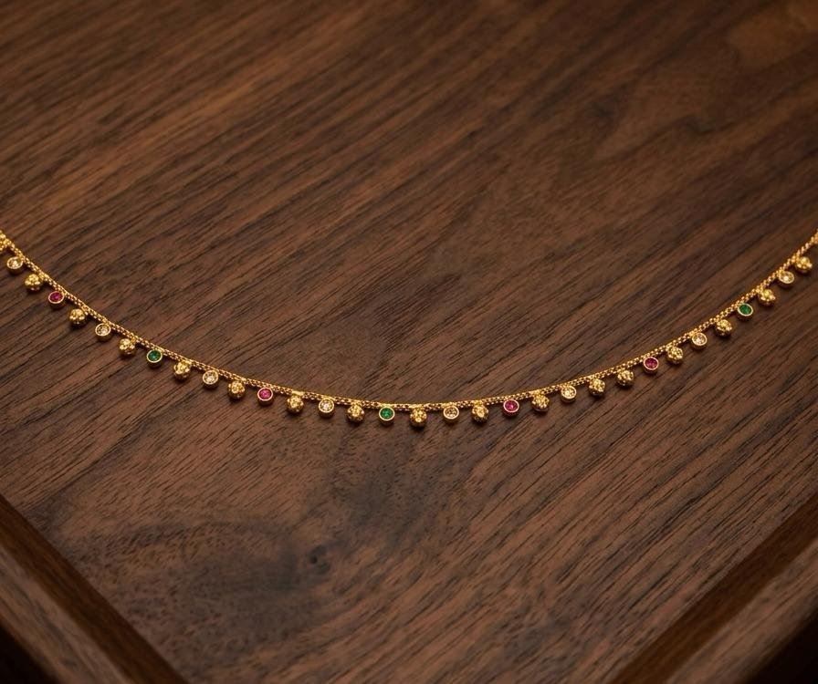Golden Polish Ruby & Emerald Color Kamarband