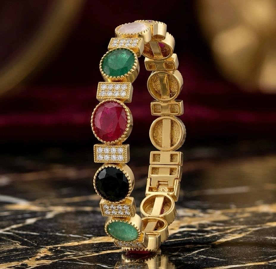 Anti-Tarnish Gold Polish Multi-Color Square Stone Bracelet