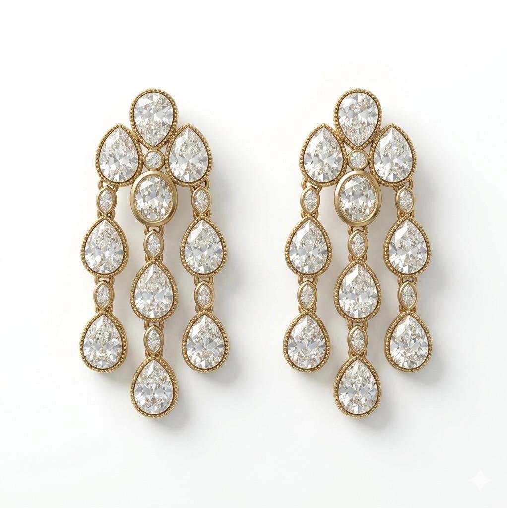 Anti-Tarnish Gold Polish White Kundan Teardrop Earrings