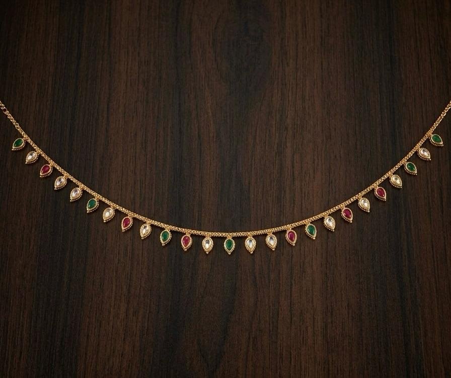 Golden Polish Reverse AD Ruby & Emerald Stone Kamarband