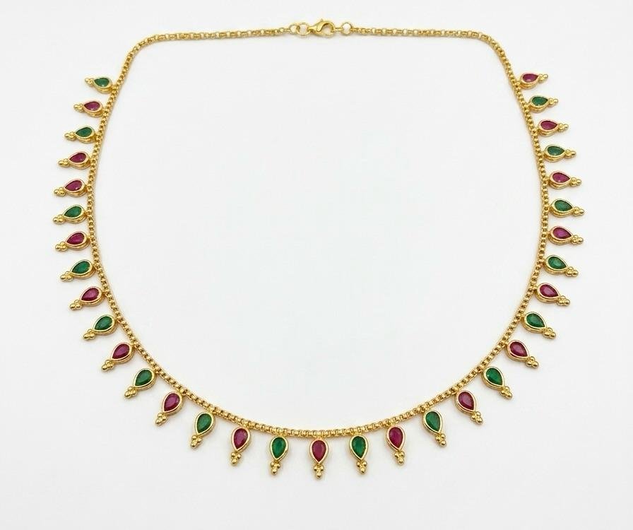 Golden Polish Reverse AD Ruby & Emerald Stone Kamarband