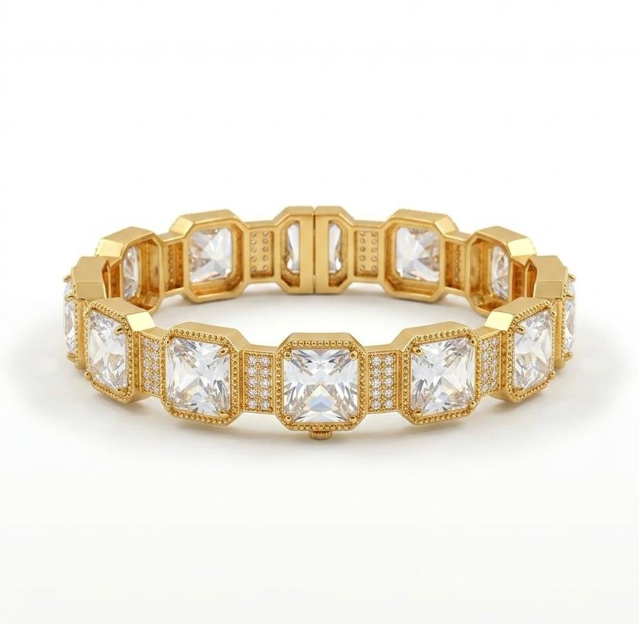 Anti-Tarnish Gold Polish White Stone Bracelet