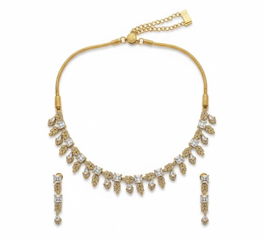 AD American Diamonds Antique Polish Neck Jewellery Set